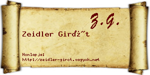 Zeidler Girót névjegykártya